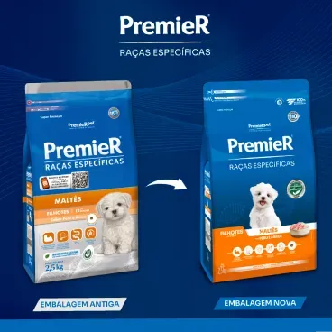 Nova embalagem Racao Premier Racas Especificas Maltes Filhotes